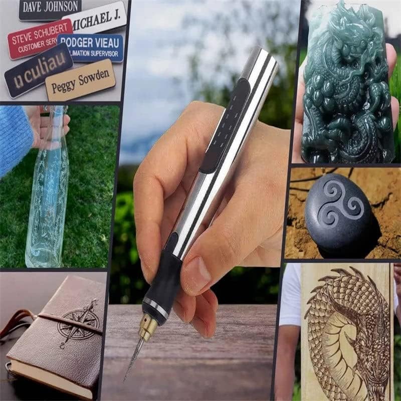 Electric Engraving Pen Mini Wireless Drill Electric Carving Pen Variable Speed USB Cordless Drill Rotary Tools Kit Engraver Pens - (Color: Silver)