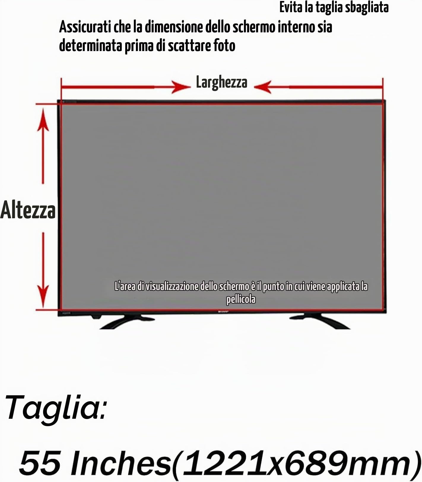Proteggi Schermo TV Antiriflesso da 55 Pollici, Pellicola Protettiva Antiriflesso per Display per Ridurre L'affaticamento degli Occhi, Installazione Semplice,55 Pollici(1221x689mm)~/