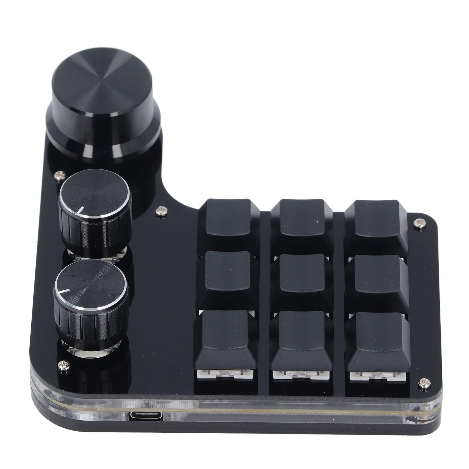 KAKAKE Mechaniczna Klawiatura do Gier USB Mini Macro Programowalna 9 Klawiszy 3 Pokrętła Czerwony Przełącznik RGB LED Wbudowana pamięć Masowa Przewodowa Klawiatura dla Miłośników Muzyki