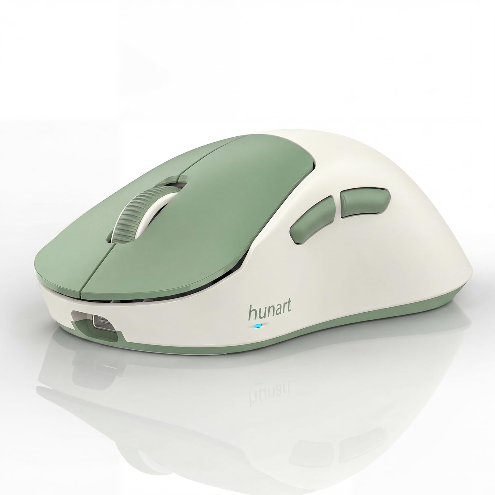 hunart H6 49g Wireless Mouse, Bluetooth & 2.4GHz Rechargeable Mouse, Lightweight Silent Ergonomic Mouse with USB-C Charging, Portable Right-Hand Office Mouse for Laptop, PC, MacBook, Tablet - Green