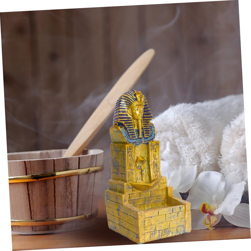 Ägyptisches Aromatherapie Funktion Goldfarben Räuchergefäß aus Kunstharz Rückfluss mit Filigranem Detaildesign für Meditationszimmer und Arbeitszimmer