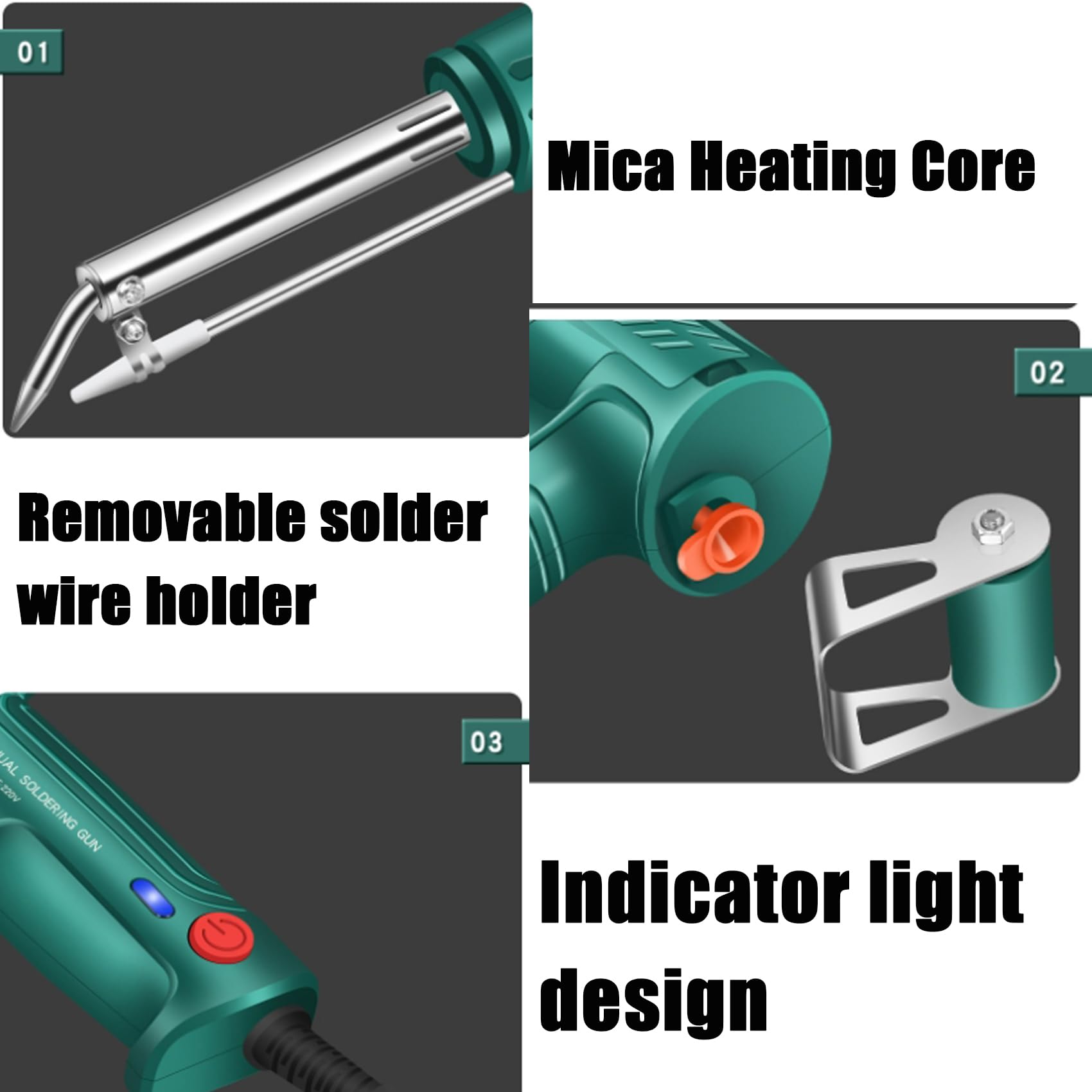 Internally Heated Industrial Laser Welding Tools, Portable Multi-Function Soldering Iron Soldering Gun Set for Rust Removal/Cutting/Welding (green,C)