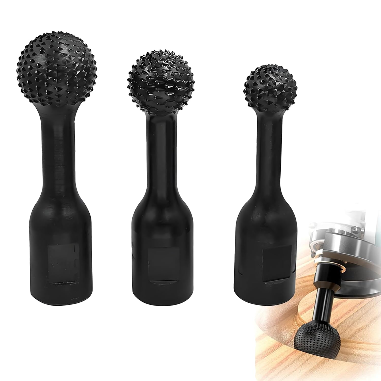 3 Pcs Sphere Rotary with 5/8-11 Threads for 4 1/2 and 5 Inch Angle Grinder Burr Ball Gouge Angle Grinder Attachments Spherical Grinding Head Wood Carving Burrs for Carving Grinding Polishing
