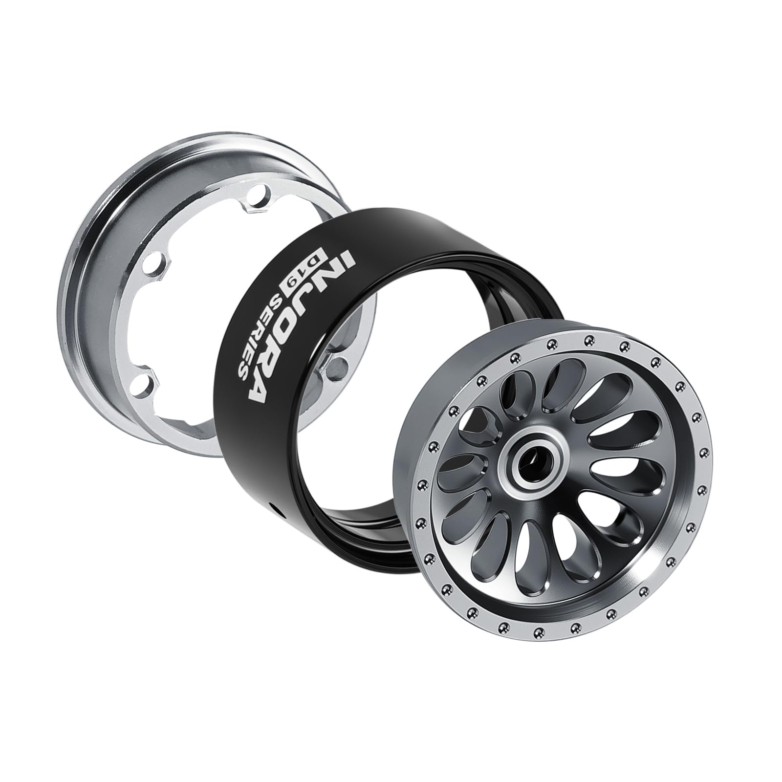 INJORA D19 Ripple Jante Aluminium Beadlock 0,7" D19 pour 1/30 Axial SCX30 (W7005)