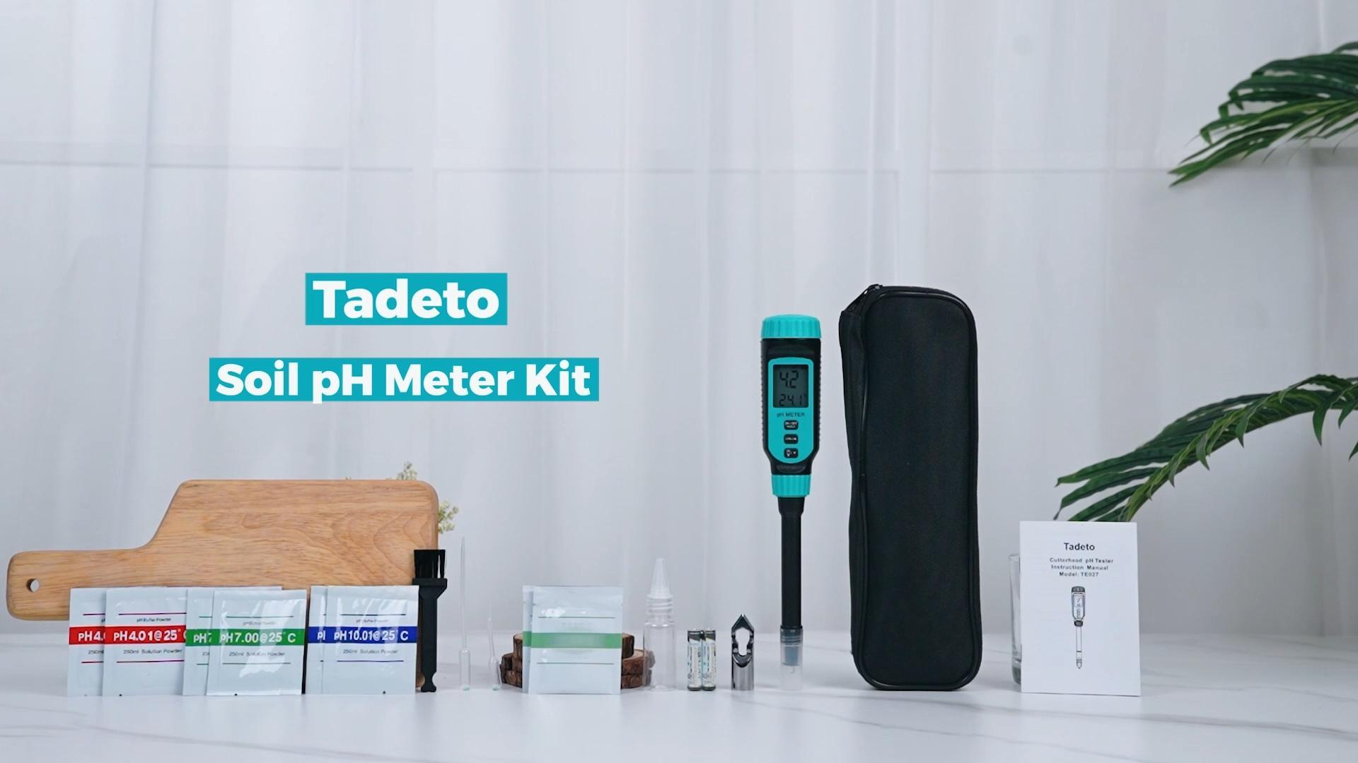 Tadeto pH Messgerät, Hohe Präzision Digitale pH Tester für Wasser, Erde, Pool, Boden, Trink, Garten, pH Meter mit Thermometer LCD Display und Kalibrierung Set und Legierung Schutzkapp
