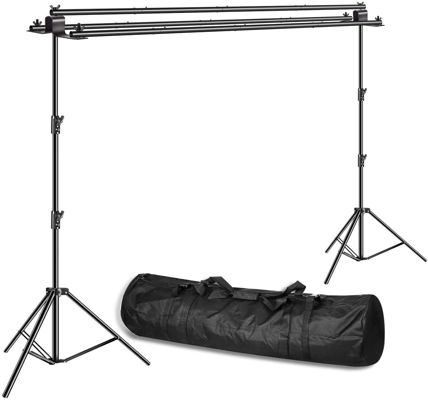SHOPEE Triple Crossbar 9 ft Wide 8.5 ft Height Backdrop Stand, Photo Video Studio Heavy Duty Adjustable Photography Muslin Background Support System Kit - 3 in 1 Multi Backdrop Stand-image-25