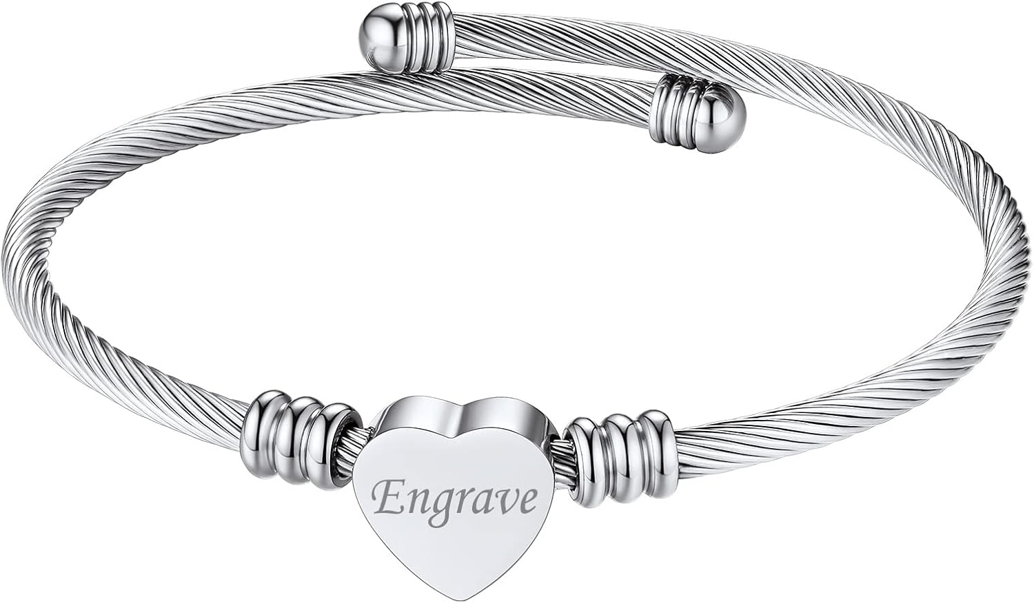 Custom4U Personalized Cuff Bracelets Custom Name Bangle Bracelet Inspirational Words Text Any Message Engraved Memory Jewelry Customized Gifts for Women BFF (Gift Box)