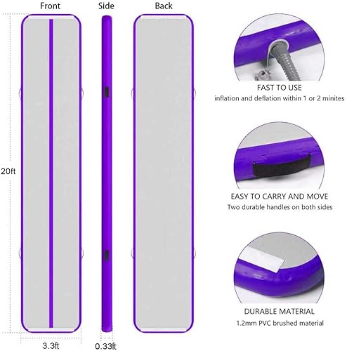 Miniatura 1 de EZ GLAM Colchoneta inflable de gimnasia con bomba de aire eléctrica para animadoras, práctica, playa, parque, uso doméstico
