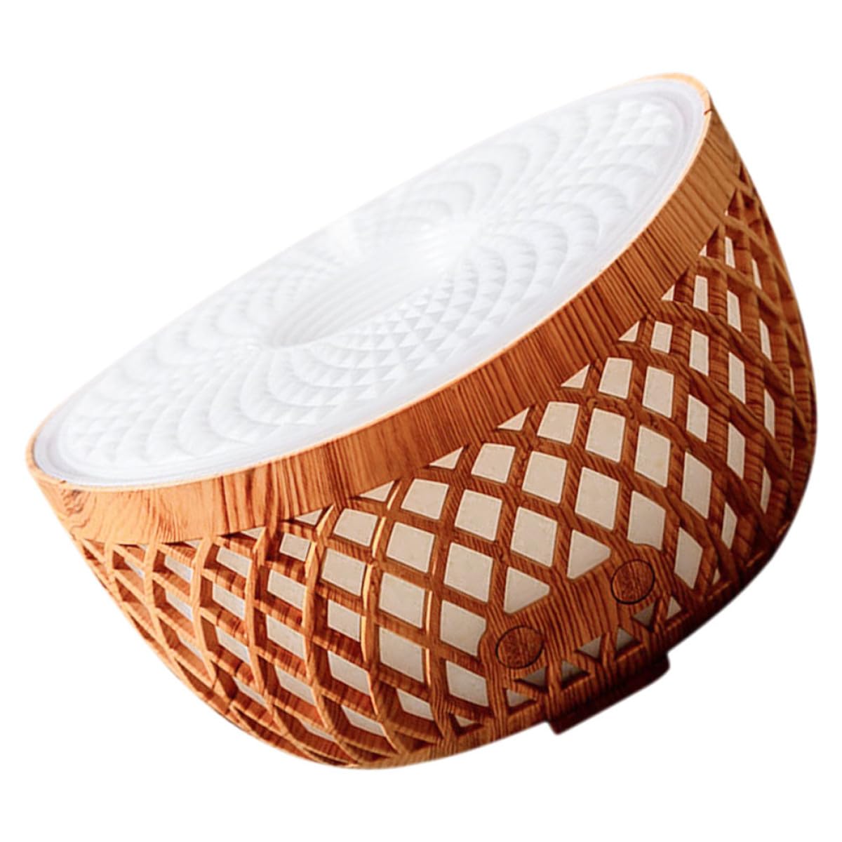 Difusor de Aroma Decorativo Inalámbrico Diseño de Madera Hueca, Mini Humidificador de Mesa Ligero sin Batería, Luz Nocturna para Aromaterapia en Hogar y Oficina