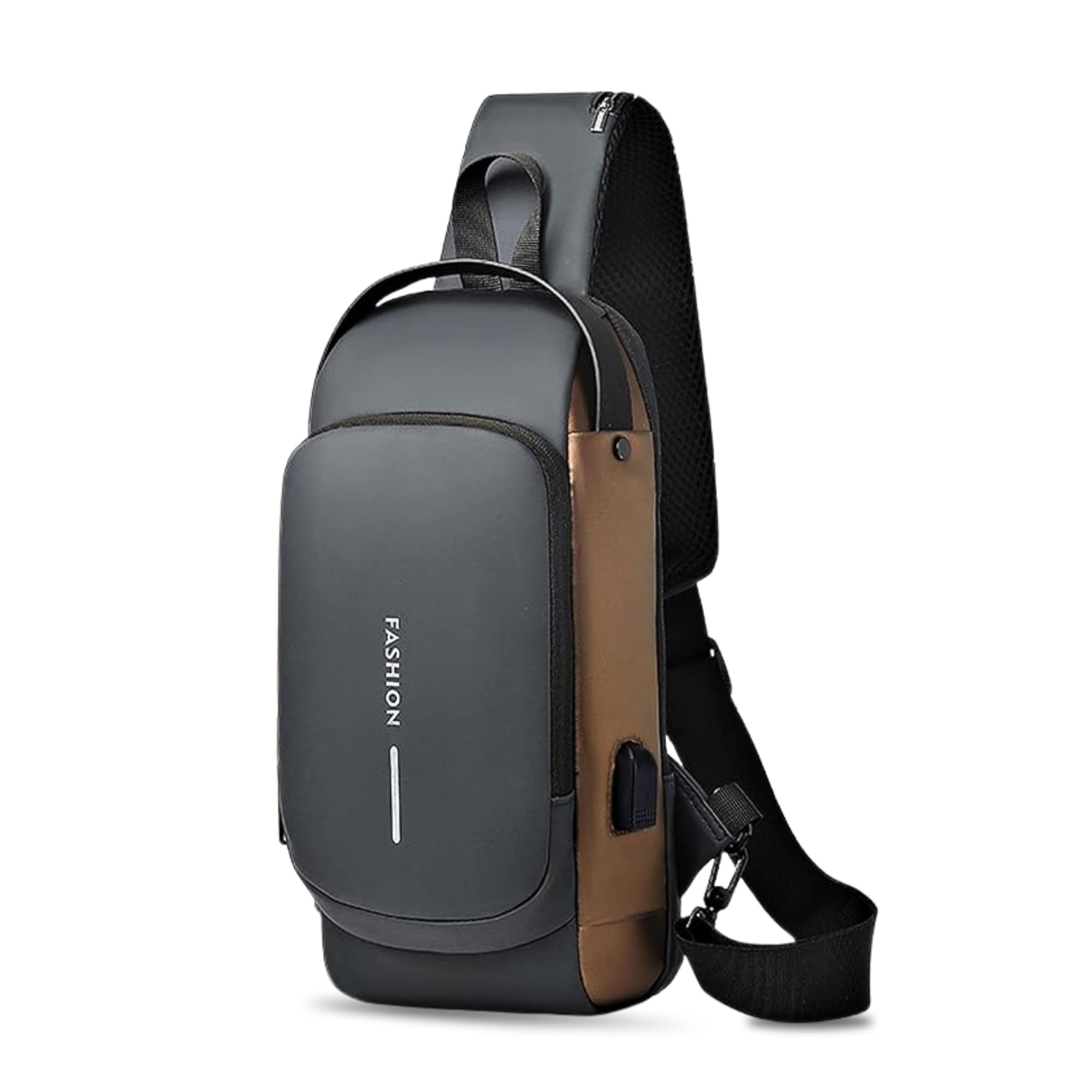 Multifunctional PU Leather Sling Bag for Men & Women | Anti-Theft Crossbody & Shoulder Bag with Password Lock & USB Charging Port | Waterproof Lightweight Chest Pack for Travel & Office-image-44