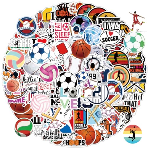 FEIXINUS 200PCS Sports Stickers for Water Bottles Waterproof Vinyl Stickers Party and Holiday Gifts for Kids Teens Adults Boys Girls