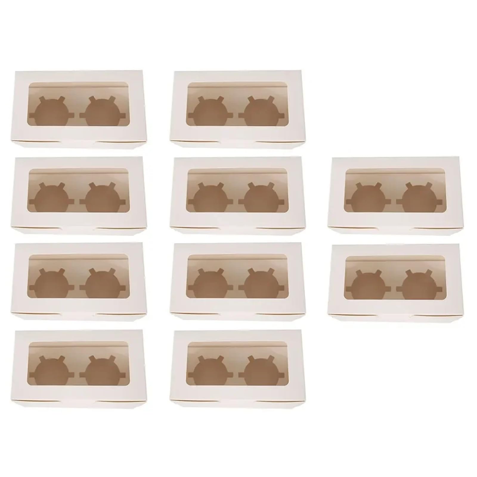 HKYBCF Cake packaging box Cake Boxes With Clear Window Cupcake Carrier Inserts Muffin Holiday Holder For Bakeries for Wedding(10pcs 2grid)