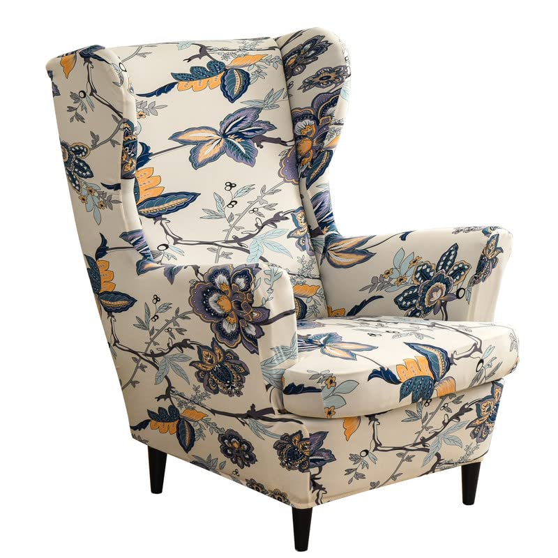 jianyana Wingback Chair Cover 2 Piece,Stretch Wingback Chair Slipcovers Armchair Sofa Slipcover Super Soft Fabric Furniture Protector for Living Room Bedroom Hotel