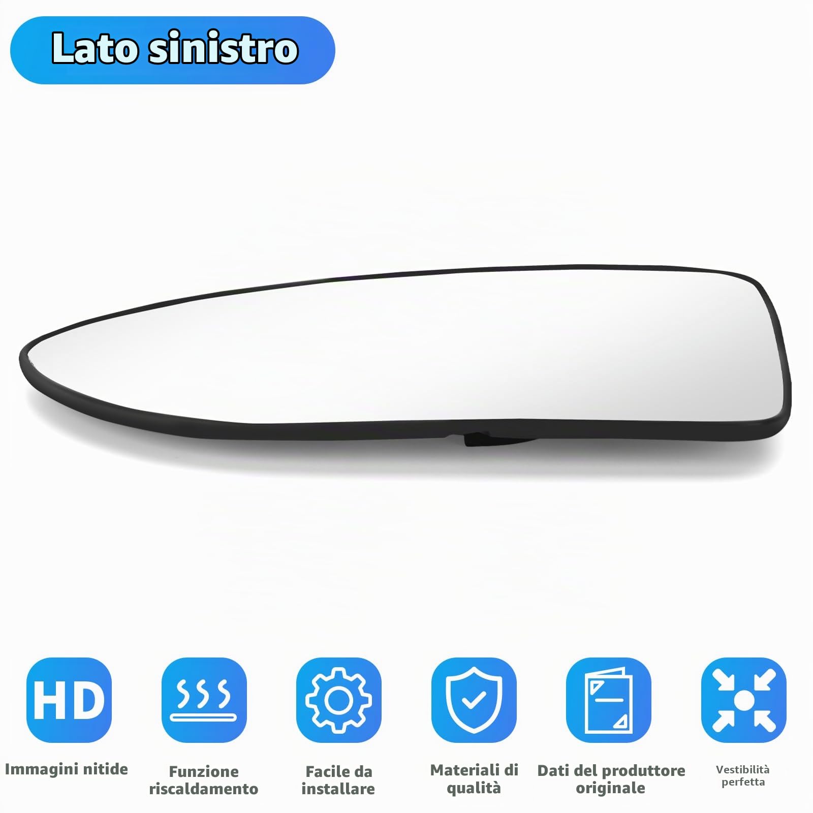 Mingke Vetro Specchio Retrovisore Riscaldabile Lato Sinistro per Nissan QASHQAI (J10,NJ10,JJ10E) 2006-2013