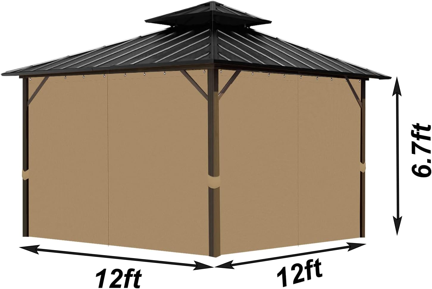 Condition photo showing Good Condition for Gazebo Universal Replacement Privacy Curtain, 12'X12' Gazebo Curtains Outdoor Waterproof, 4-Panels Sidewall with Zipper for Patio, Garden and Backyard (Only Curtains, 12'X12', Beige)