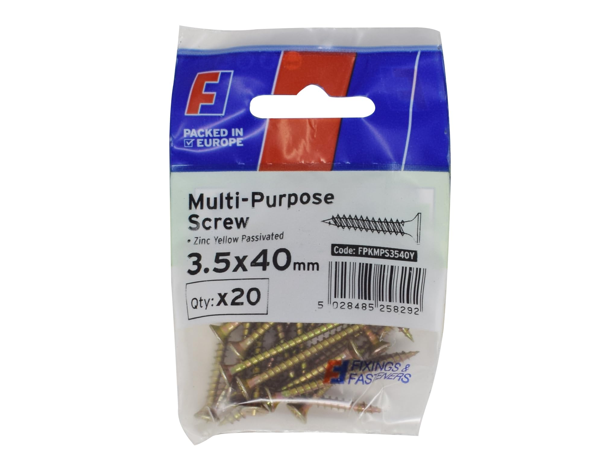 Forgefix Yellow Fpkmps3540y Multi-Purpose Pozi Screw Csk St Zyp 3.5 X 40Mm Forgepack 20