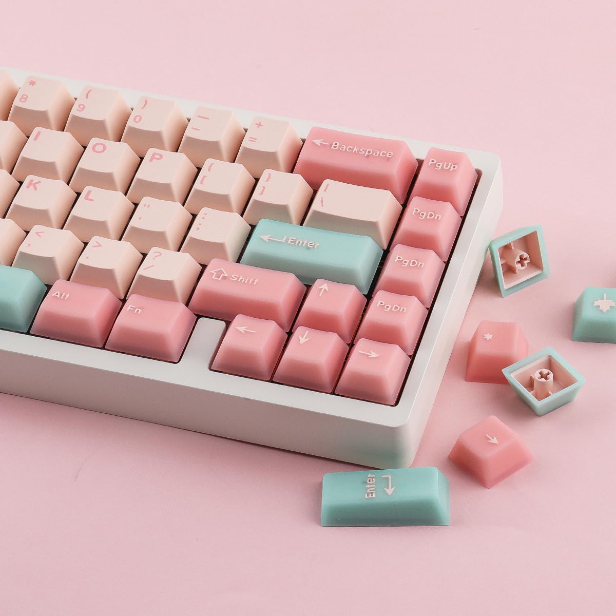 JOMKIZ Semi-Transparent Jade Keycaps, Double Shot PBT&PC Keyboard Jelly Key caps 163 Keys Cherry Profile Keycap Set for 60%/65%/75%/TKL/96%/100% US&UK Layout Magnetic Mechanical Keyboard, Circus