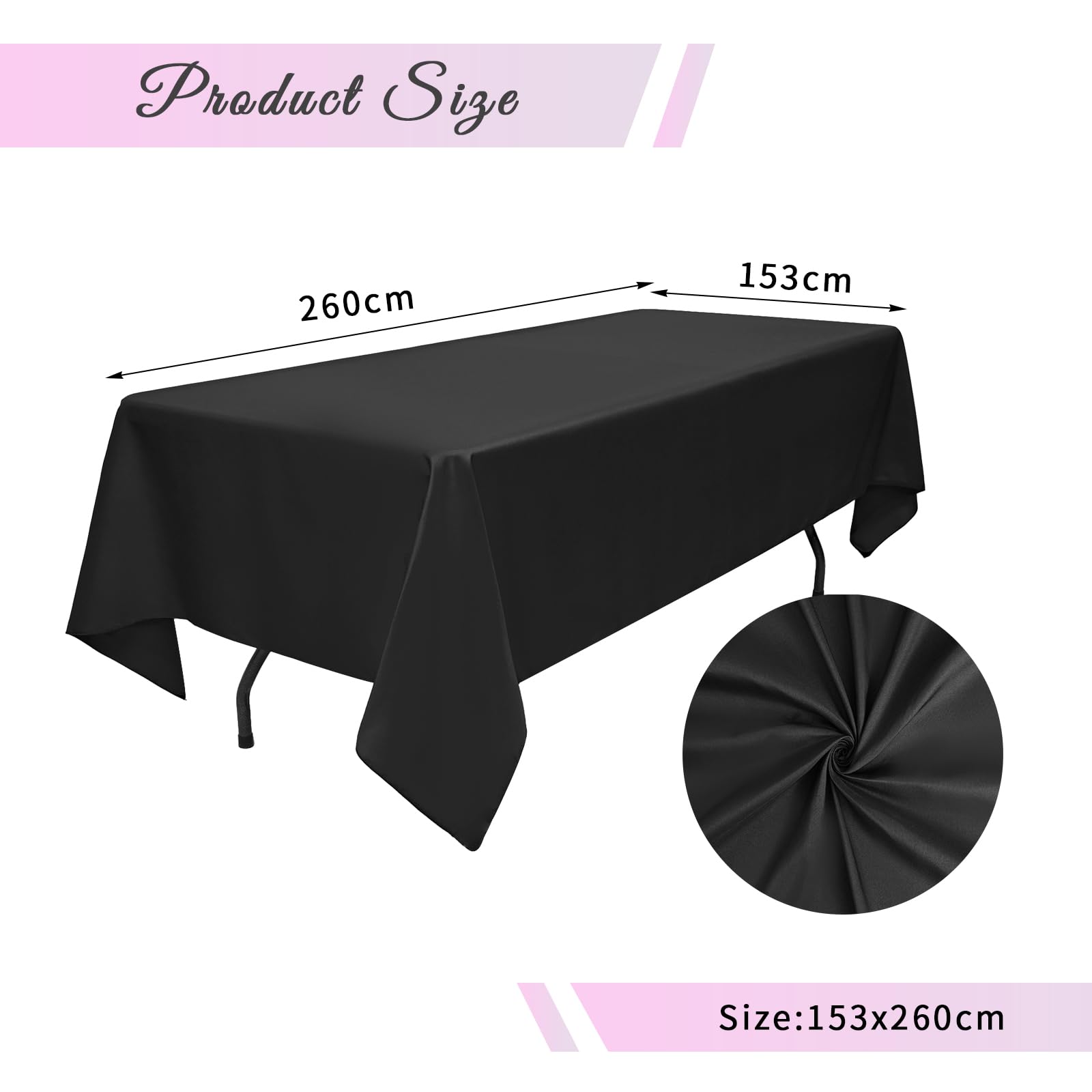 Pack de 10 manteles negros de 153 x 260 cm (60 x 102 pulgadas) | Mantel rectangular, boda, recepción, banquete, fiesta, restaurante, decoración de mesa, resistente, lavable