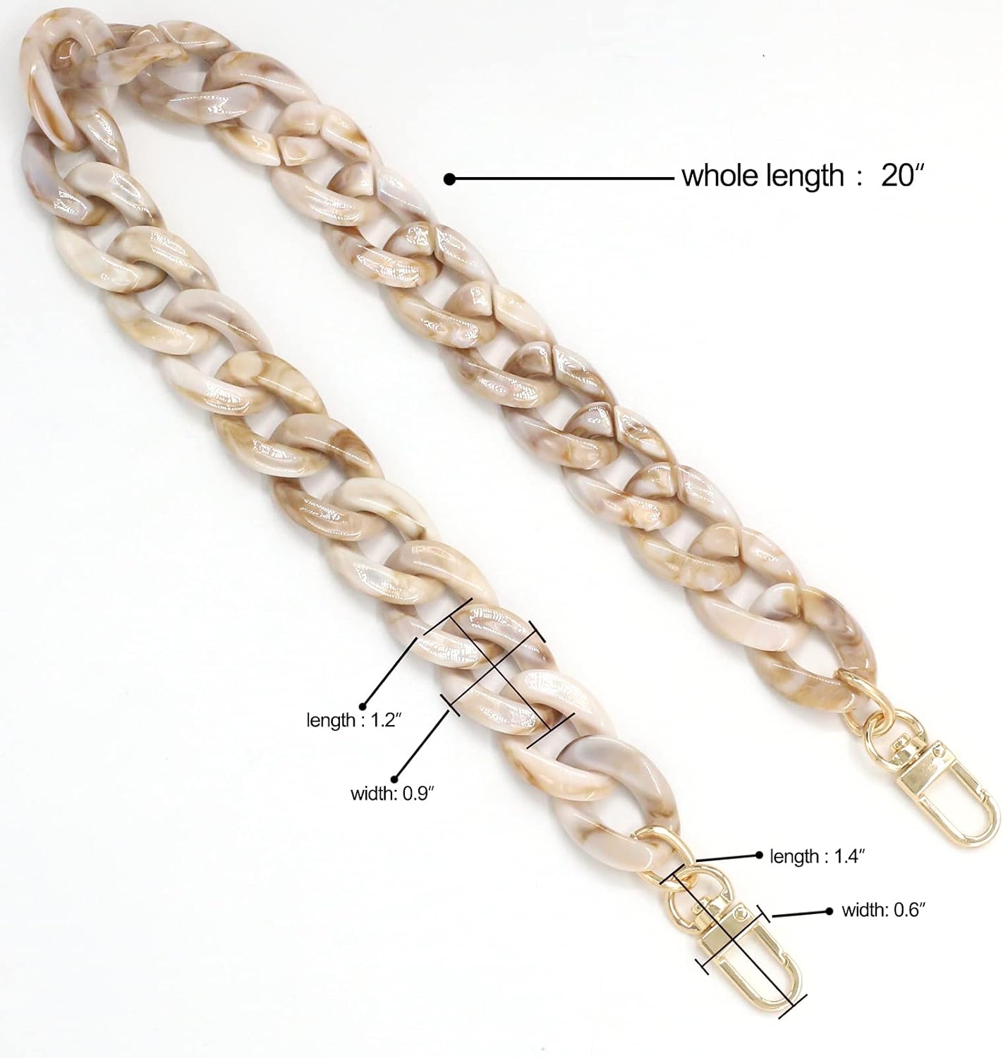 AUMEY 18 inch Oval Acrylic Chain and Clear Hand Bag Chain Set with Buckles - Image 2