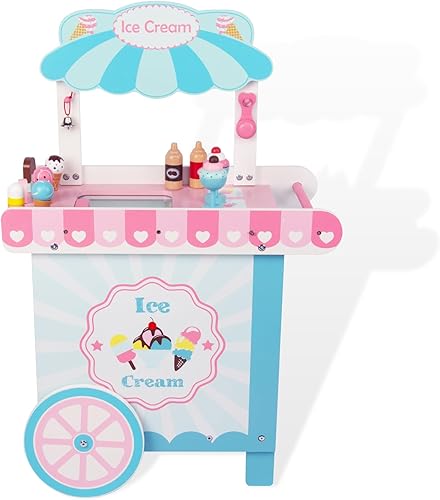 Carrito de compras de helados, carritos de dulces perfectos para niños, soportes de limonada, juguetes de comida de juego de simulación, para niños