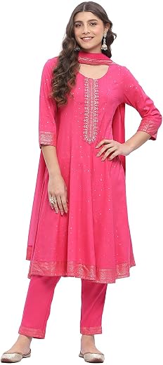 BIBA Women Viscose Rayon Kalidar Printed Suit Set