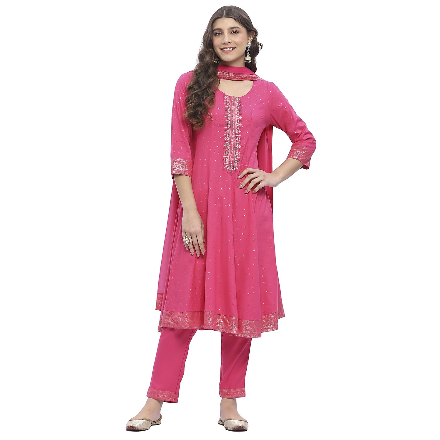 BIBA Women Viscose Rayon Kalidar Printed Suit Set