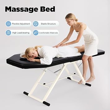Portable Folding Massage Table, Beauty Chair Therapy Table Salon Couch Recliner, Lightweight Adjustable Height & Backrest Massage Bed, for Beauty Salon Tattoo Therapy Couch Bed
