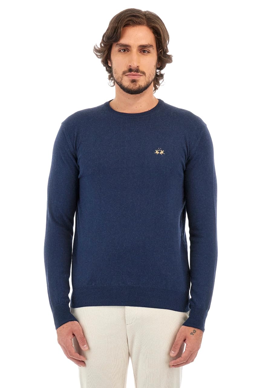 Pull en coton bleu clair La Martina pour homme, coupe classique et confortable - 4