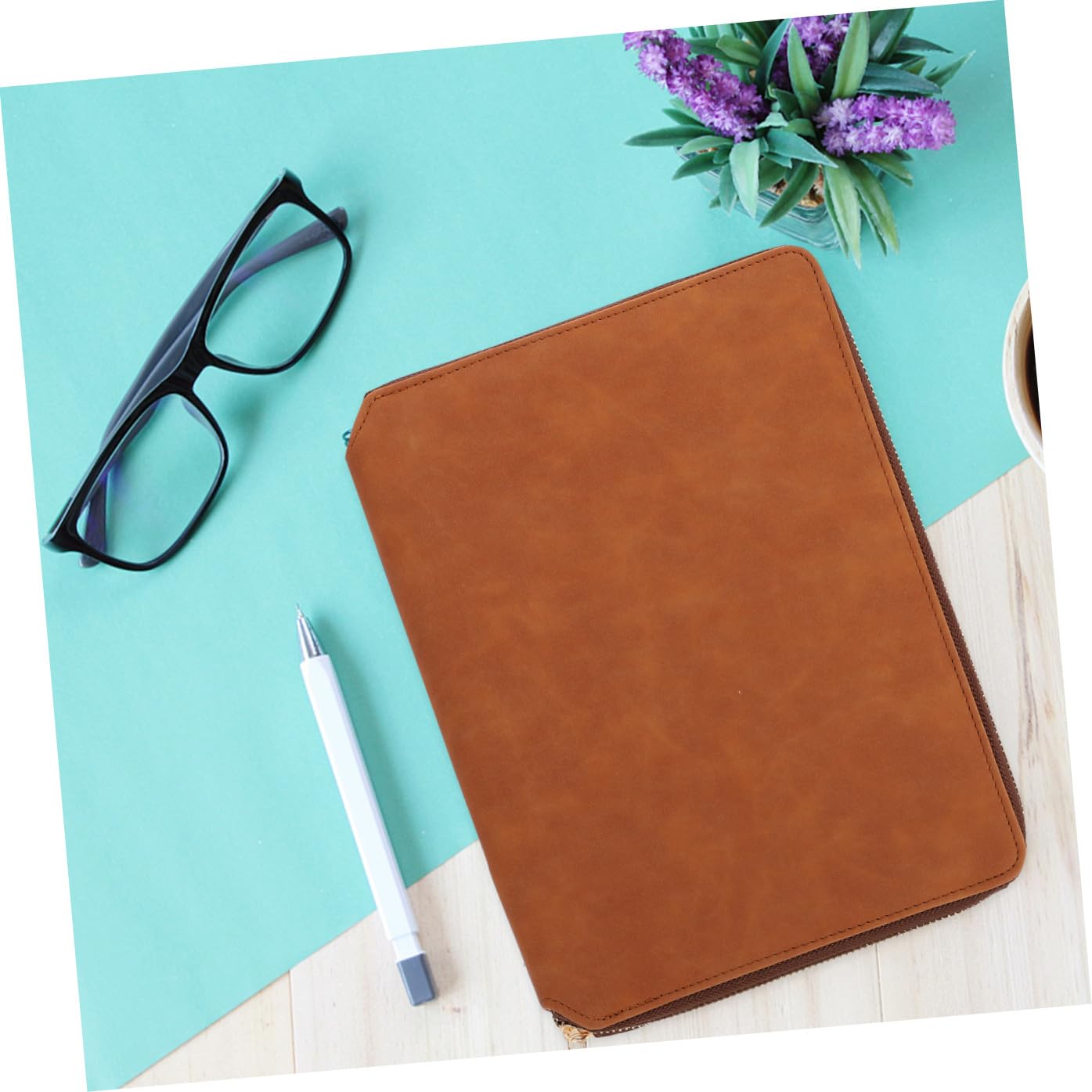 Happyyami Nota per sacca con cerniera ufficio Notebook Office taccuino con borsa con cerniera raccoglitore con cerniera taccuino con cerniera quaderno a fogli mobili Pelle Blu