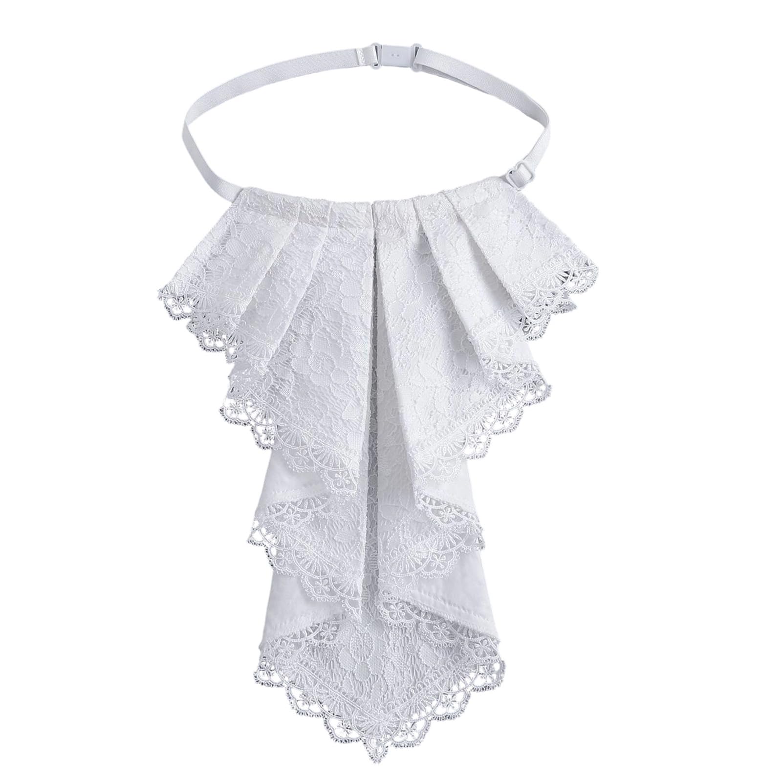 MICFENY Courtstyle Lace Drape Removable Collar Jabot Neckwear Decorative Collar for Punk Styling Formal Event Neckpiece