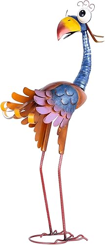 Miniatura 2 de Tooarts Estatua de pájaro de jardín de metal de pie animales adornos de patio trasero escultura al aire libre para decoración de arte de césped y