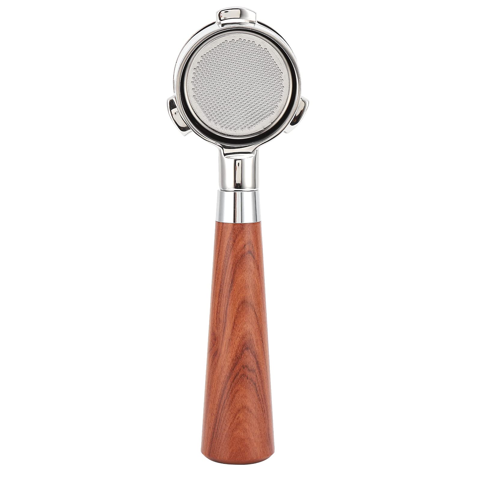 Kolba do kawy bez dna Uchwyt filtra ze stali nierdzewnej Narzędzie do wymiany kosza Akcesoria do ekspresu do kawy Ergonomiczny drewniany uchwyt Stabilna praca Prezent z domowego (Palisander 54 mm)
