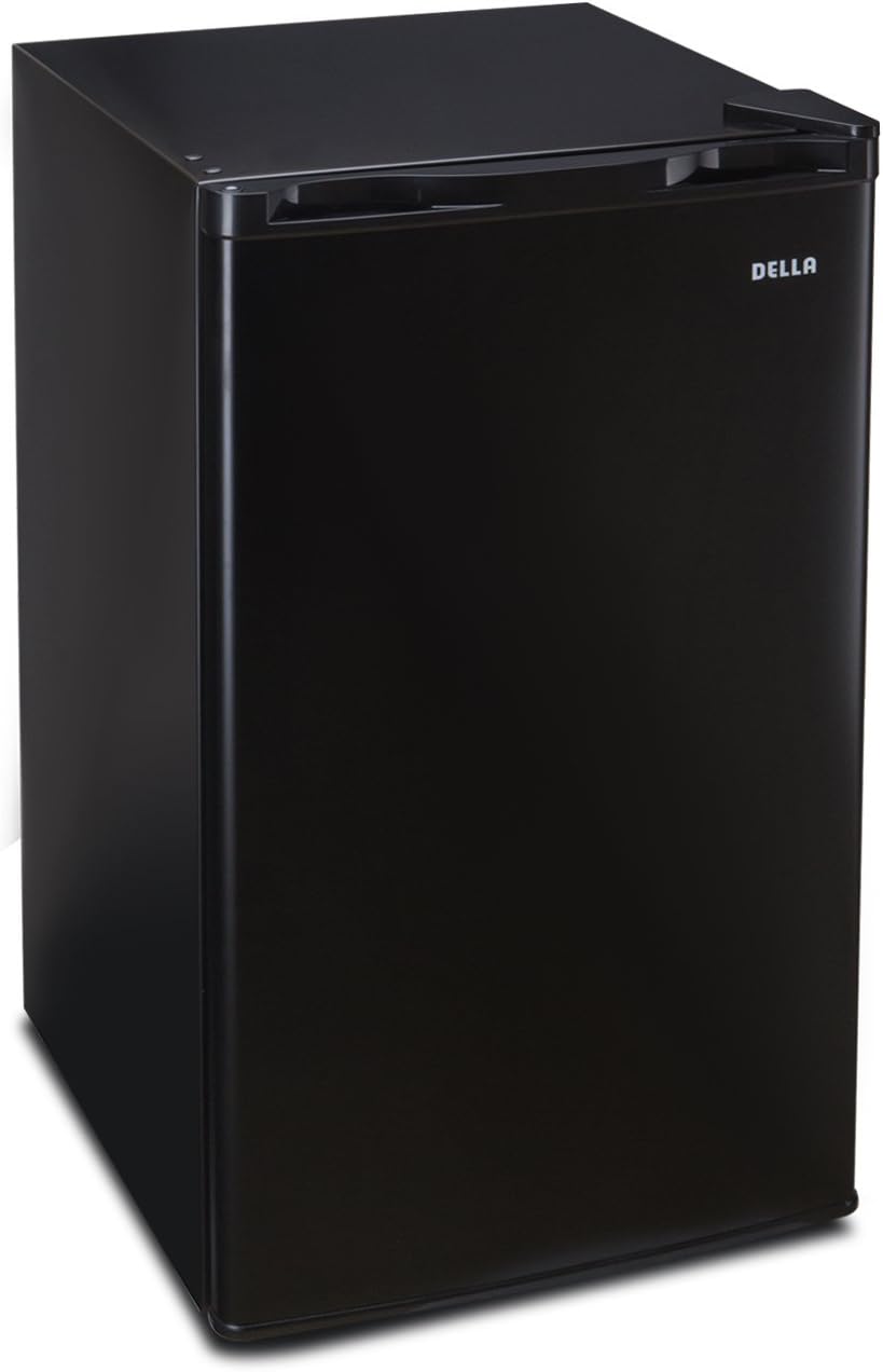 Della Upright Mini Refrigerator Freezer Dorm Compact Small Fridge Single Reversible Door 3.2 Cubic Feet, Black