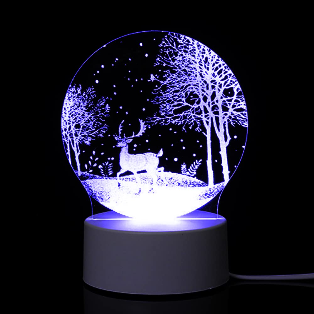 Ulalaza Night Light 3D Illusion Lamp 7 Colors Changing Lights Bedroom Living Room Decorations Christmas Halloween Birthday Gifts for Kids Children Teen