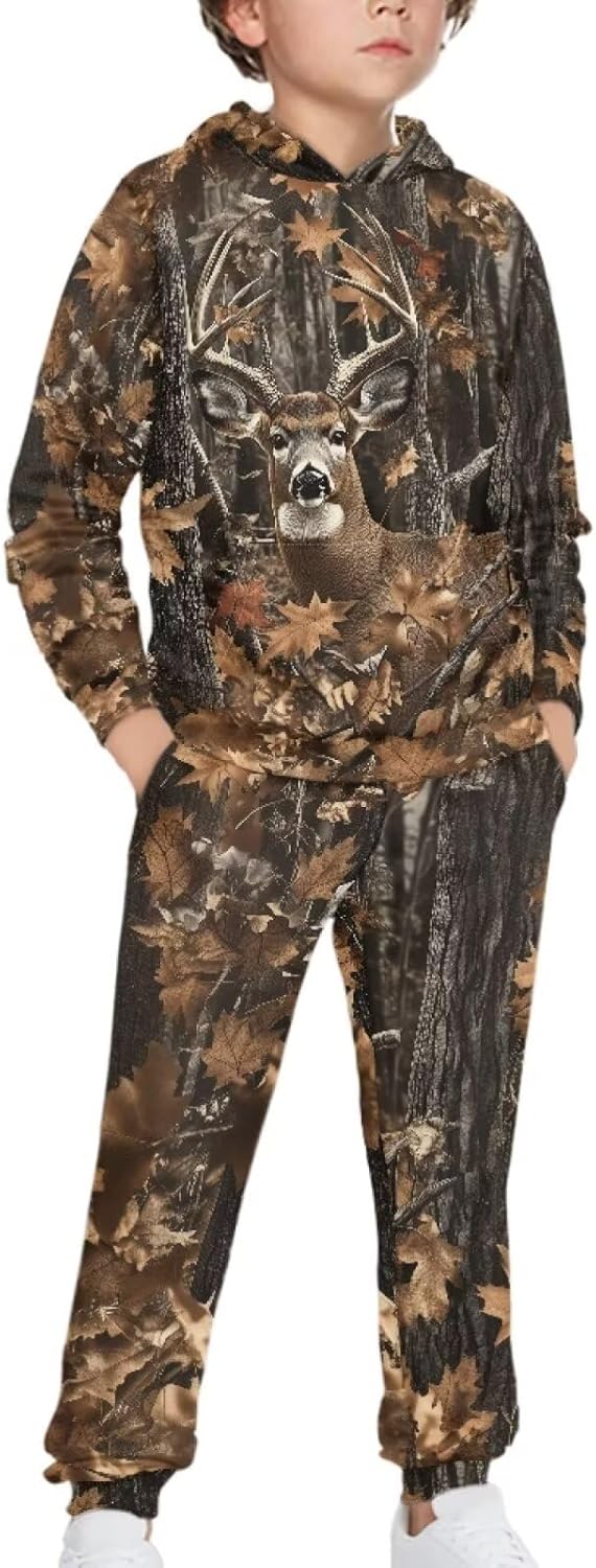 WELLFLYHOM Boy Clothes Long Sleeve Hoodie Sweatsuits Tops and Pants 5-12 T 2Pcs Boys Athletic Kids Pants Set