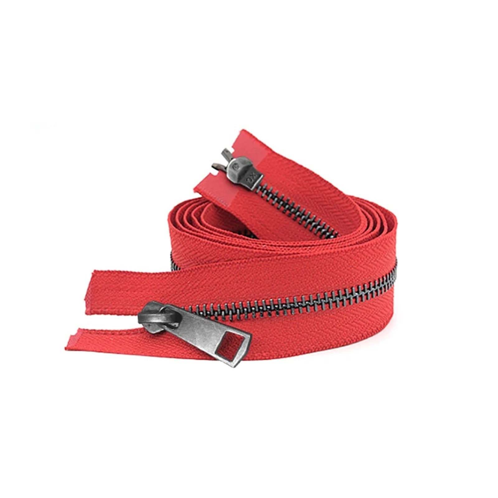 5/10 Uds. 30/40/50/60/70/80 cm 5# coloridos deslizadores dobles de extremo abierto cremallera Metal negro DIY tela bolsillo artesanal(Red,50cm,10 Pcs)