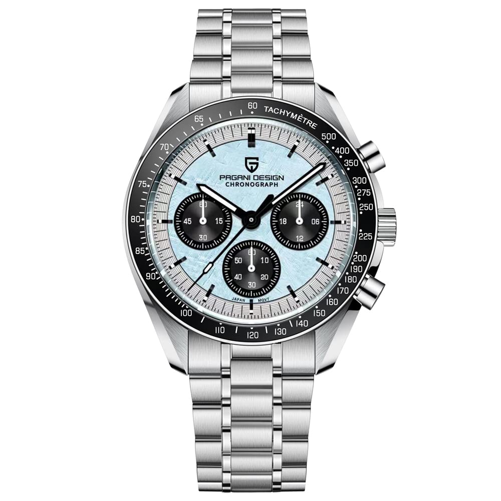 HaiQin Pagani Design Mens Watches Japanese Quartz Movement Stainless Steel Strap Waterproof Casual Dress Analog Watch Professional Chronograph, sky/blue-black-Meteorite-V4, Analog Watch,Chronograph,Quartz Movement (B0BHYWPSZY) Amazon Price History, Amazon Price Tracker
