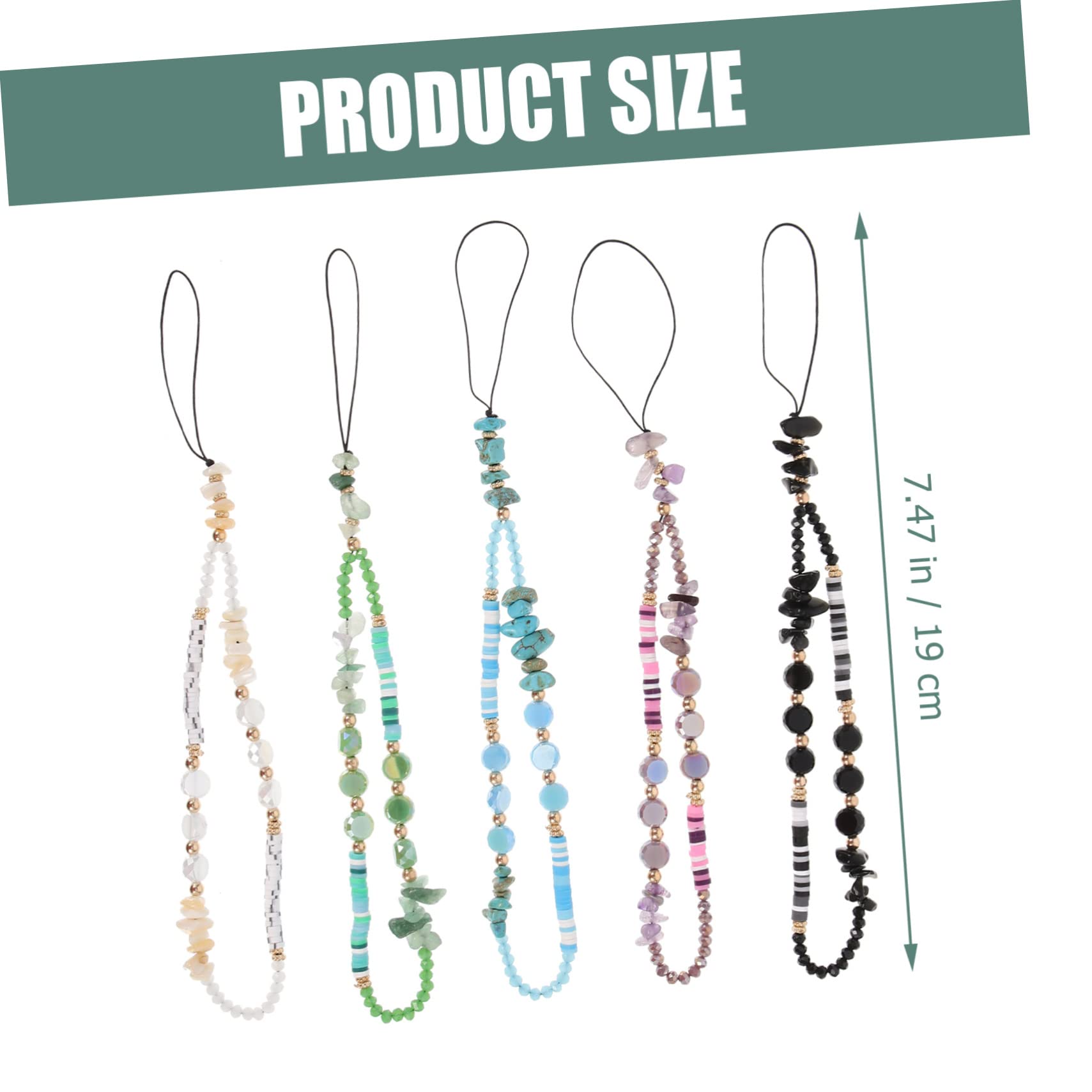 DOITOOL 5 Juegos De Cuentas De Cristal Para Teléfono Cordón Universal Para La Muñeca Colgante Para Bolso Decoración 5 Unidades