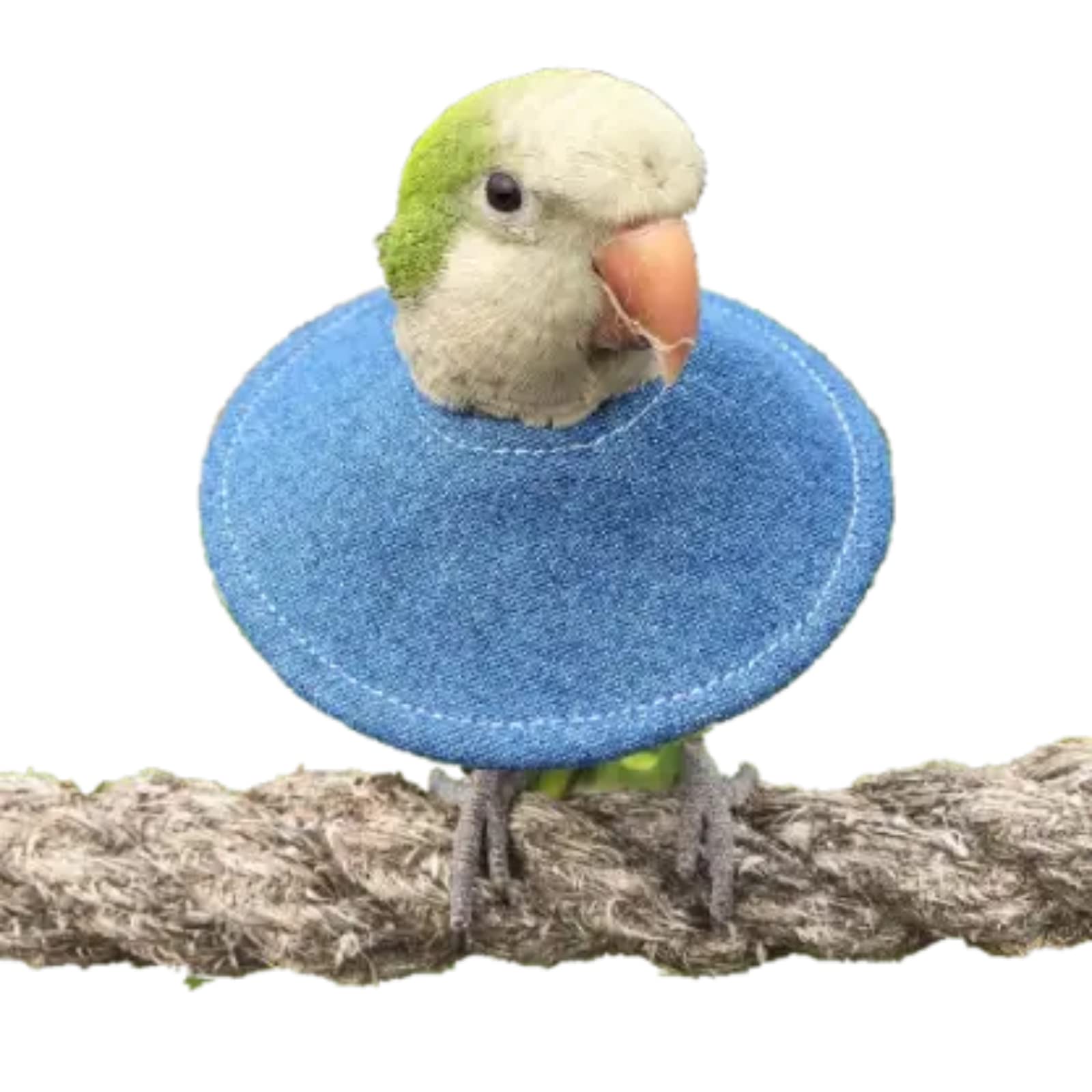 Yu~'s north Bird Collar Anti Bite Elizabethan Recovery Cone, Neck Protector for Feather Plucking, Skin-Friendly Neckwear Full Body Shield Parakeet Conure Cockatiel (Denim Blue, S), white, B1