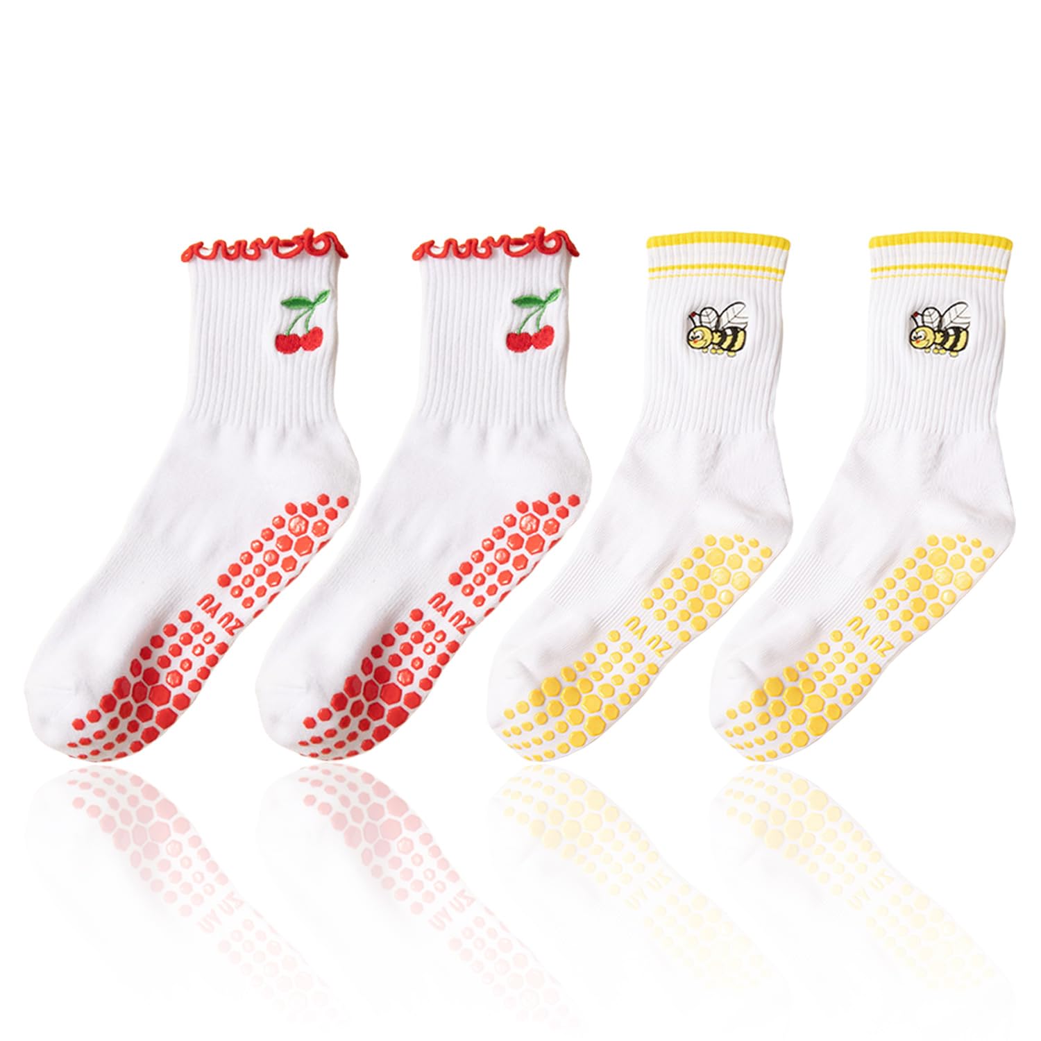 TVSVKWE 2 Pairs Of Yoga Socks, Non-Slip Sports Socks, Comfortable Fitness Socks, Suitable For Pilates And Dance.