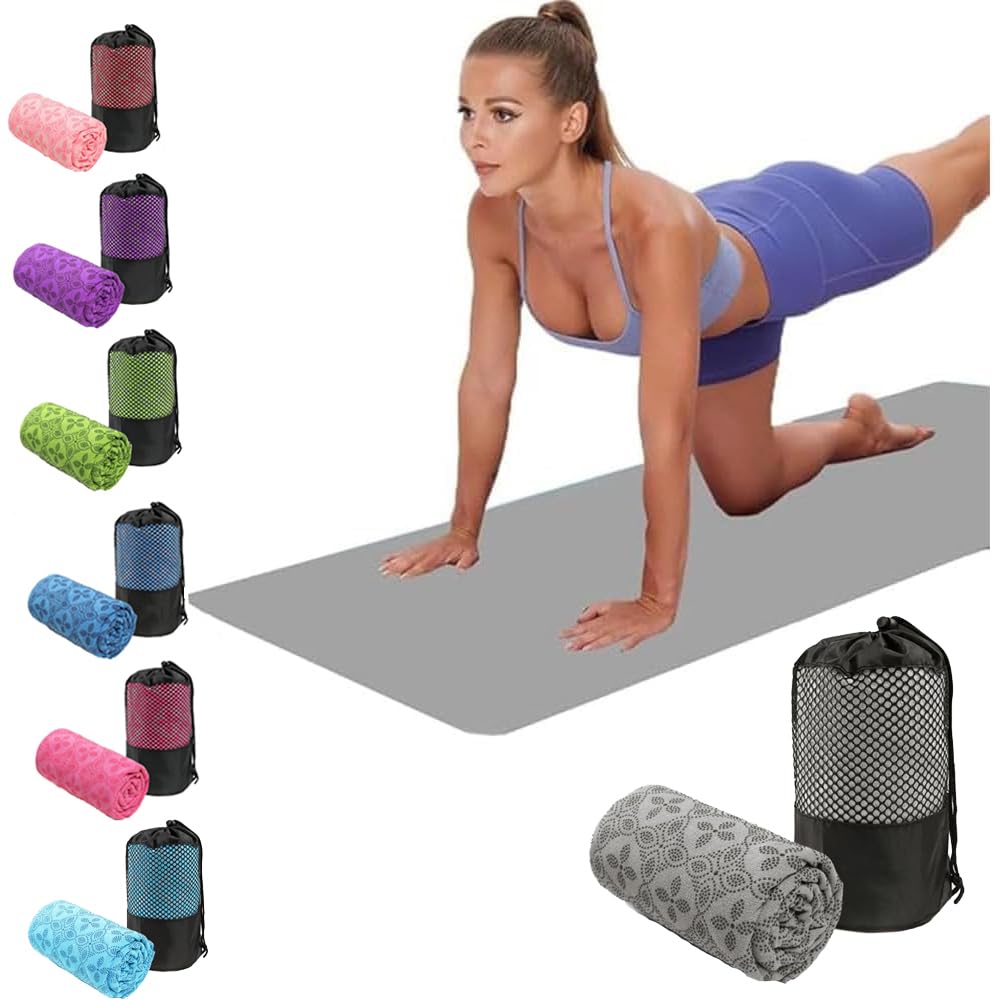Oaygat Yoga Towel Sweat Absorbent Non-slip Yoga Towel Quick-drying Yoga Mat Hot Mat Cloth Breathable Yoga Mat Towel with Mesh Carrying Bag for Bikram, Pilates, Gym Workout — image 1