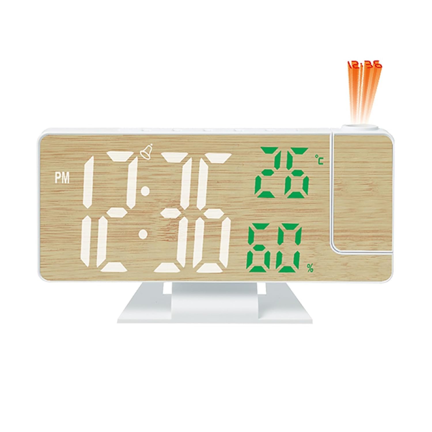 7.3’’ Digital Alarm Table Clock with Projector Display Snooze Function Temperature LED Loud Sound Alarm for Students Bedroom Clock with (Digital Alarm Projector Display)-image-42