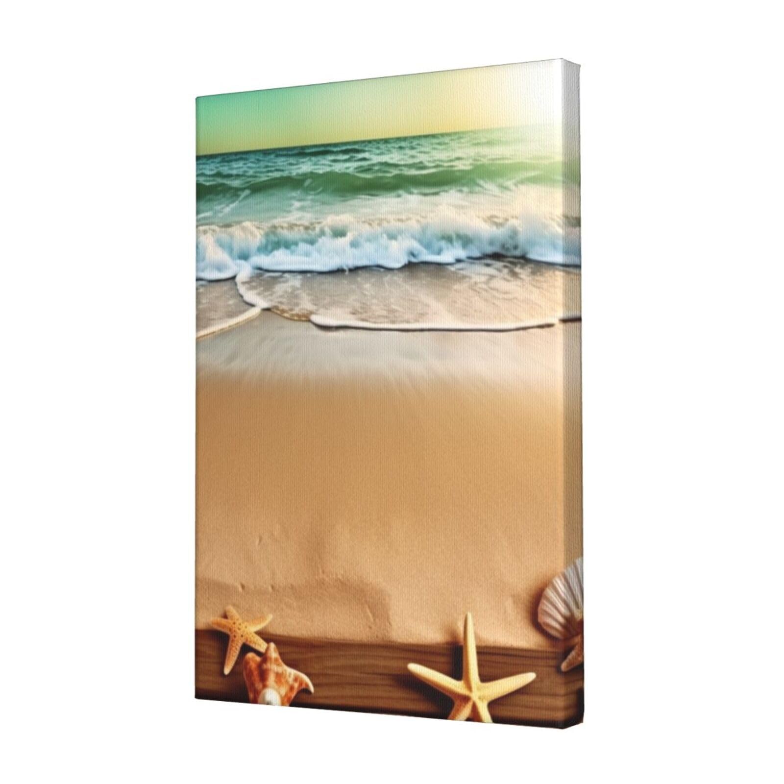 KLOPH Ocean Beach Theme Canvas Wall Art for Living Room 12"x18" Modern Artwork Painting for Bathroom Hanging Canvas Prints Aesthetic Wallart for Bedroom Kitchen Office Wall Decor