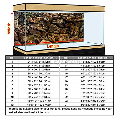 Image of Rock Wall Aquarium Background Poster PVC Fish Tank Decor Landscape 24 36 48 72 (72 inch x 25 inch / 183 x 64cm)