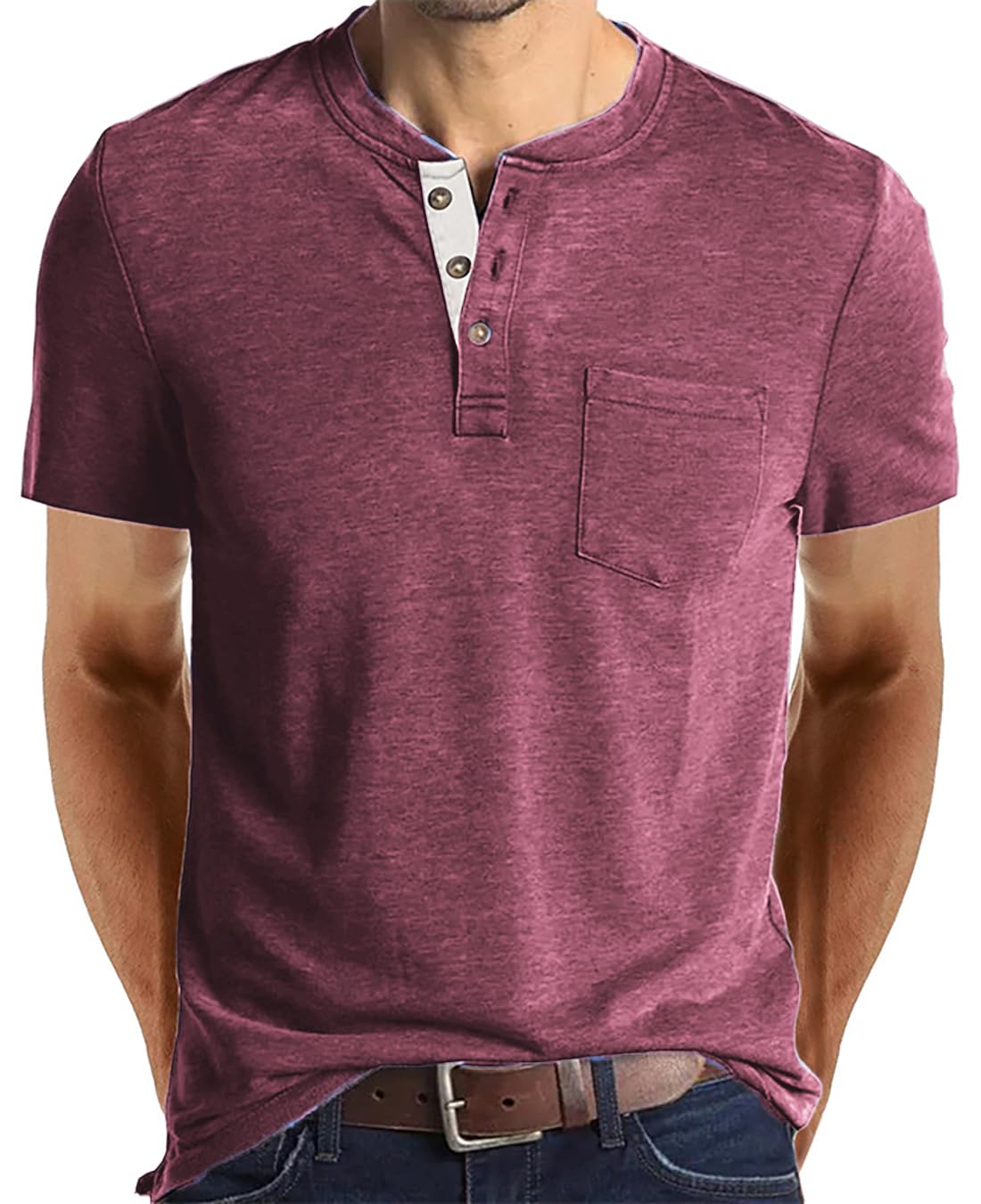 FANARCHER Men’s Henley Short Sleeve T-Shirts Casual Tee Shirts Cotton Summer Tops