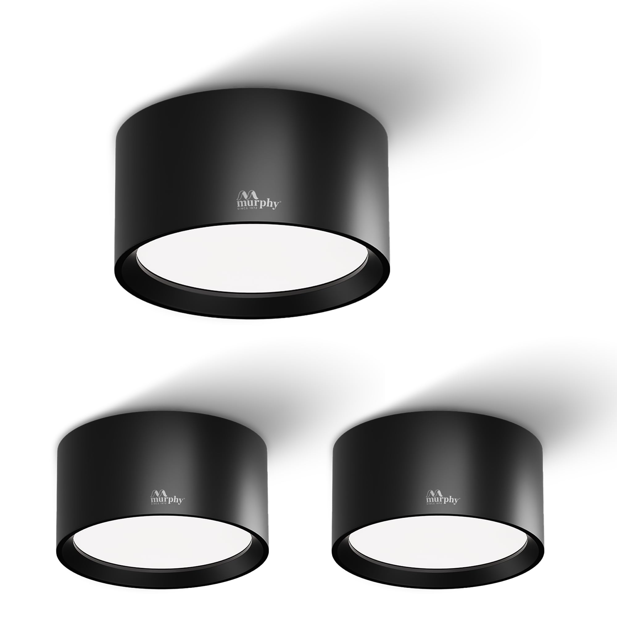 Murphy 3W LED Disc Surface Light Black Finish | Warm White 3000K | Up to 300 Lumens | Aluminium Body | BIS Approved | 2 Year Warranty | Pack of 3