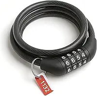 Cadeado de Segurança 120cm com Senha Numérica 4 dígitos para Bicicleta e Capacete, Cabo de Aço Revestido, Corrente Trava Antifurto Motos - Resistente, Reforçado, Segredo, Aço de Liga 8mm de espessura