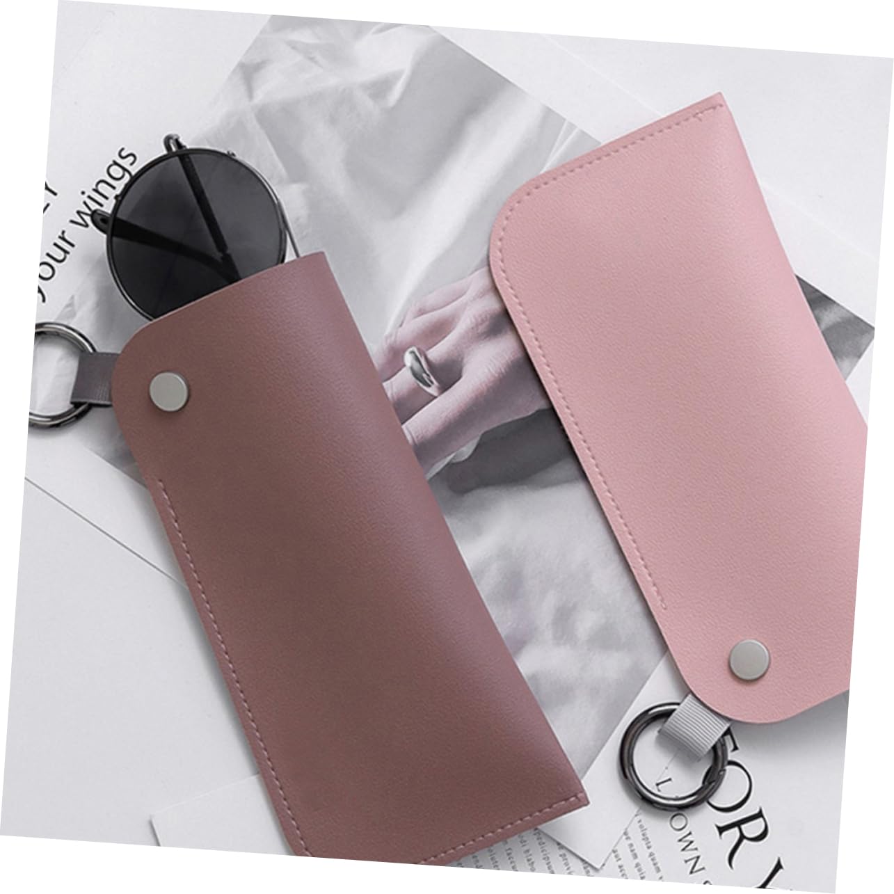VALICLUD 6piezas Estuche De Gafas De Sol Con Anillo Bolsa De Almacenamiento De Gafas De Organizador Portátil De Pu Para Uso Diario y Viajes