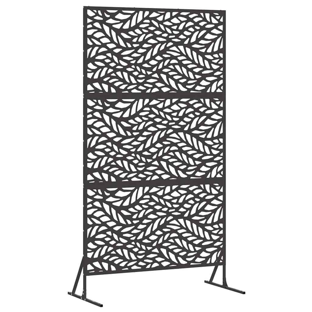 vidaXL Außenzaunpanel in Schwarz mit Blattmuster – Großes, modernes Design aus robustem, pulverbeschichtetem Stahl
