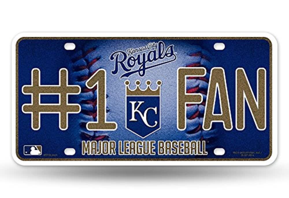 Rico Industries MLB Kansas City Royals Bling #1 Fan Metal Auto Tag Plate, 12 x 6-Inch, Silver
